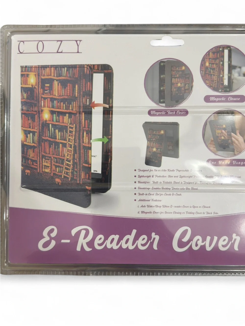 Kindle E-Reader Magnetic Cover Case for 7in. Kindle Paperwhite Bookshelf Design
